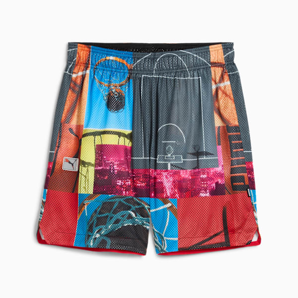 Shorts reversibles Hooptopia para hombre, PUMA Black-CMYK-AOP, large-MEX