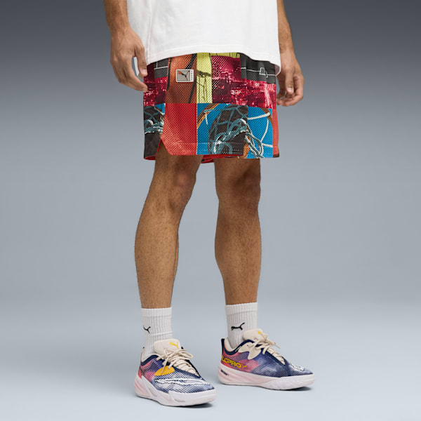 Shorts reversibles Hooptopia para hombre, PUMA Black-CMYK-AOP, large-MEX