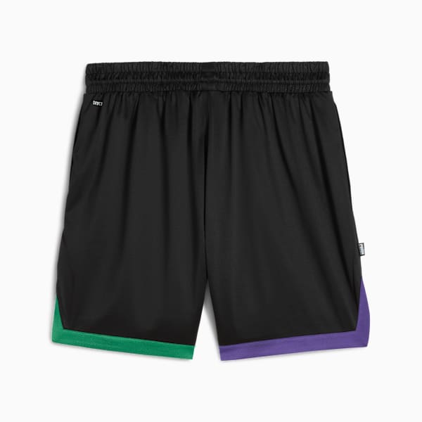 Shorts de básquet Hoopaverse Mesh para hombre, PUMA Black-Archive Green-Team Violet, large-ARG