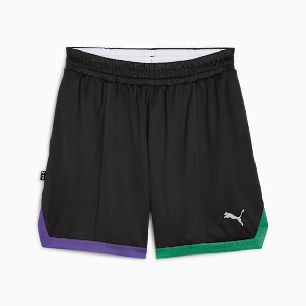 Shorts de básquet Hoopaverse Mesh para hombre, PUMA Black-Archive Green-Team Violet, large-ARG