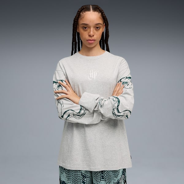 PUMA HOOPS x HARRY POTTER™ Longsleeve Tee Women, Light Gray Heather, large-MEX