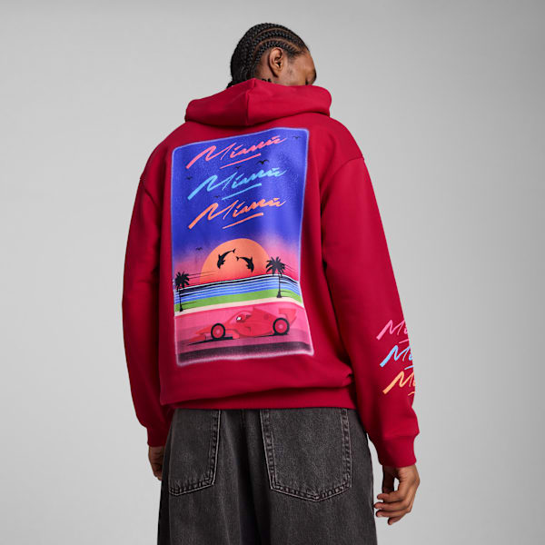 Scuderia Ferrari Miami Graphic Hoodie Men, Dark Crimson, large-ZAF