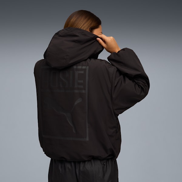 Campera PUMA x ROSÉ de medio cierre y corte extragrande para mujer, PUMA Black, large-ARG