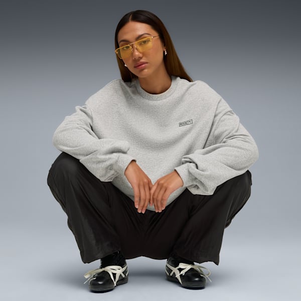 Buzo oversize PUMA x ROSÉ para mujer, Flat Light Gray Heather, large-ARG