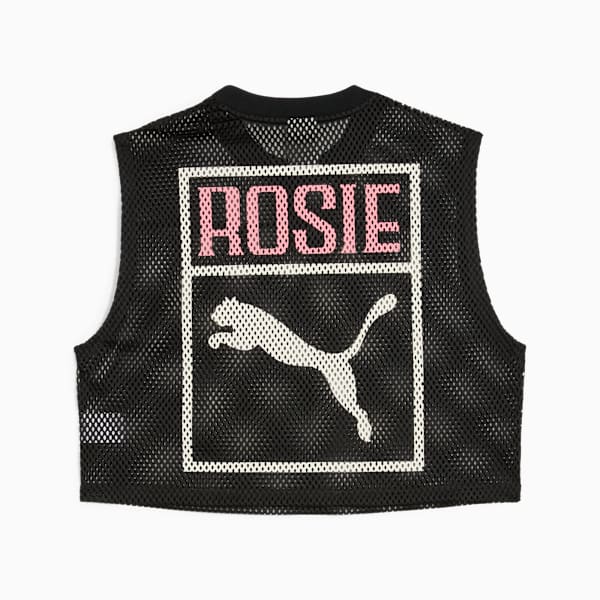 Top holgado PUMA x ROSÉ Mesh para mujer, PUMA Black, large-ARG
