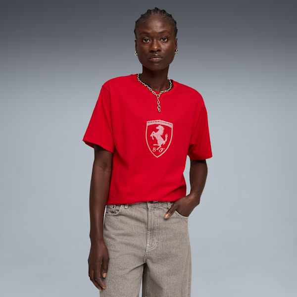 Scuderia Ferrari Tonal Shield Tee Women, Rosso Corsa, large-ZAF