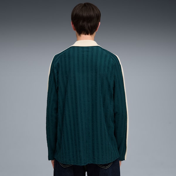 T7 Relaxed Long Sleeve Polo Men, Green Terrain, large-ZAF