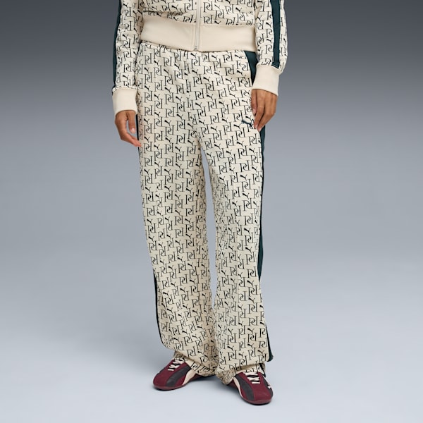 T7 All-Over Print Straight Track Pants Women, Alpine Snow, large-ZAF