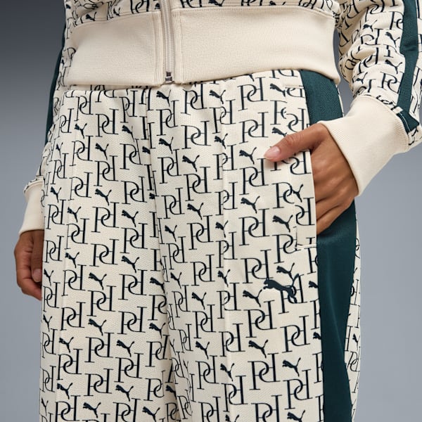 T7 All-Over Print Straight Track Pants Women, Alpine Snow, large-ZAF