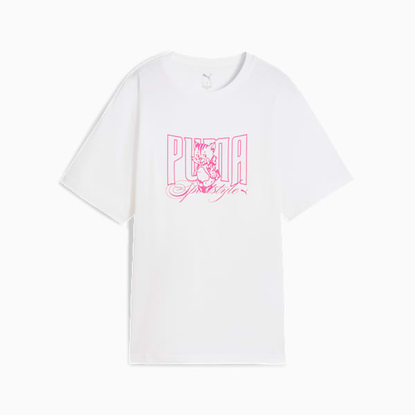 Graphic Kitten Relaxed Tee Women, PUMA White, large-ZAF