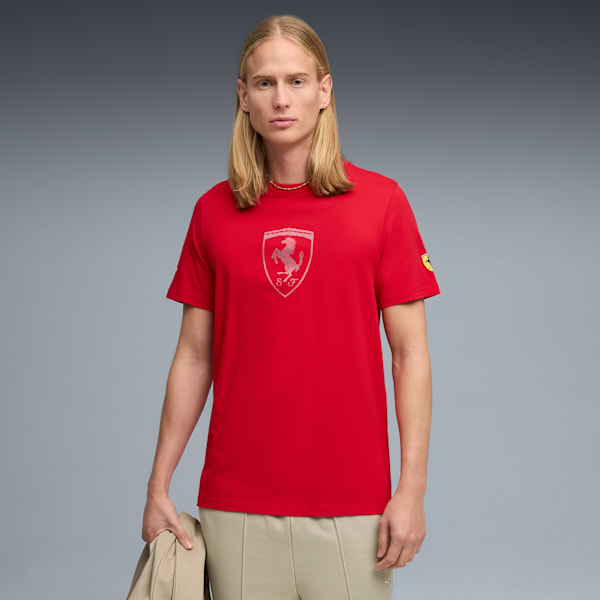 Scuderia Ferrari Tonal Shield Tee Men, Rosso Corsa, large-ZAF