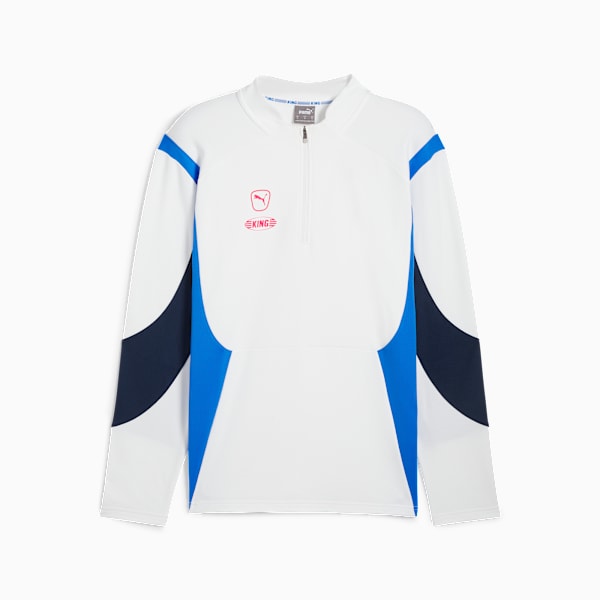 KING Pro Men's Football Quarter-zip Top, PUMA White-Bluemazing, large-MEX