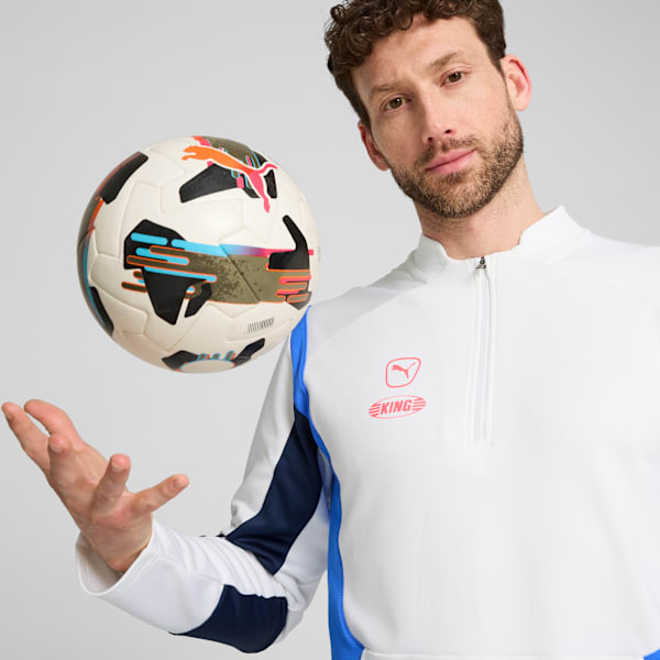 KING Pro Men's Football Quarter-zip Top, PUMA White-Bluemazing, large-MEX