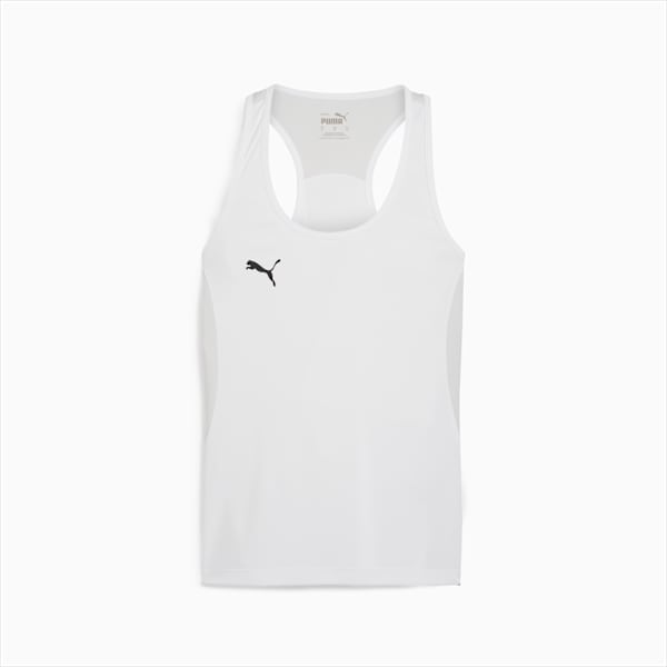 Playera sin mangas de fútbol para mujer teamGOAL, PUMA White-PUMA Black-Feather Gray, large-MEX