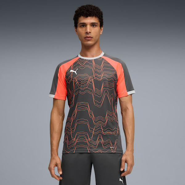 Playera de fútbol individualLIGA para hombre, Shadow Gray-PUMA White-Glowing Red, large-MEX
