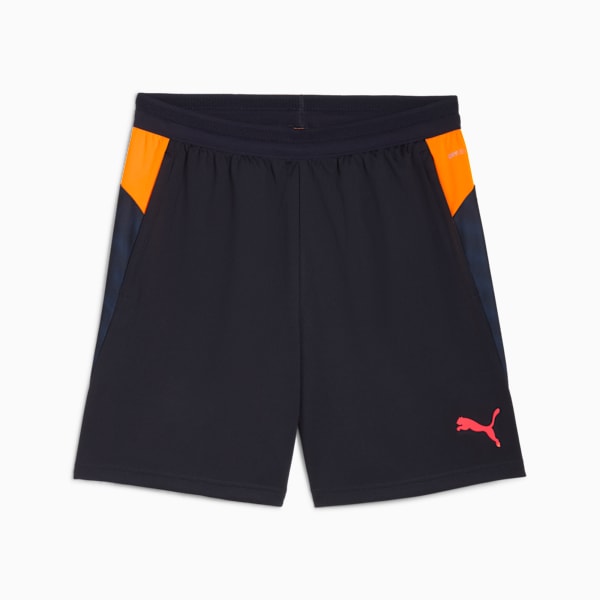Shorts de fútbol individualCUP para hombre, New Navy-Glowing Red-Heat Fire, large-MEX