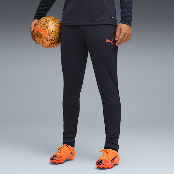 Pantalones de fútbol individualCUP para hombre, New Navy-Glowing Red-Heat Fire, large-ARG