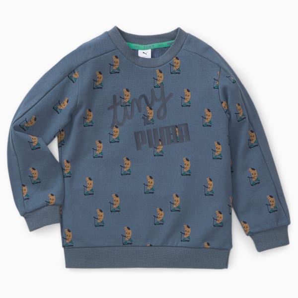 PUMA x TINY COTTONS Printed Crew Neck Sweatshirt Kids, Evening Sky-AOP, large-ZAF