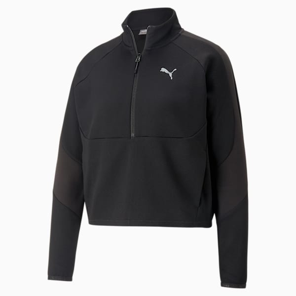 Evostripe Half-Zip Crew Neck Sweatshirt Women, PUMA Black, large-ZAF
