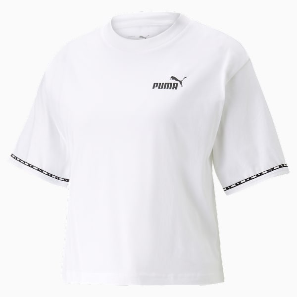 PUMA POWER Tape Tee Women, PUMA White, large-ZAF