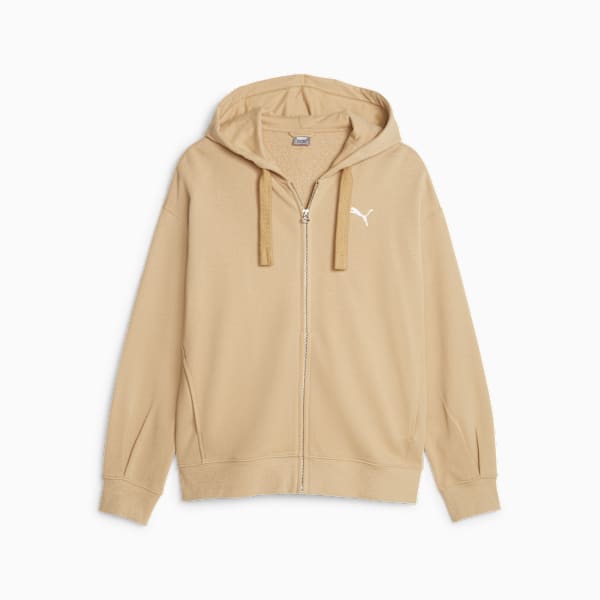 HER Terry Full-Zip Hoodie Women, Sand Dune, large-ZAF