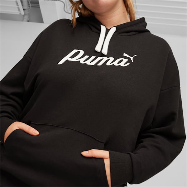 ESS+ Script Women's Hoodie, PUMA Black, large-ZAF