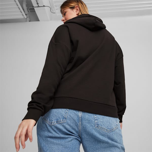 ESS+ Script Women's Hoodie, PUMA Black, large-ZAF