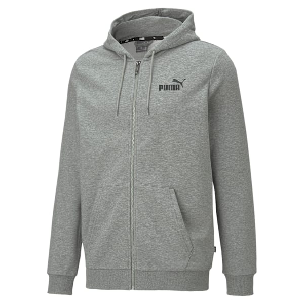 Buzo con cremallera completa y capucha para hombre Essentials Small Logo, Medium Gray Heather, large-ARG
