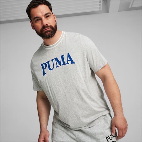 Remera estampada PUMA SQUAD para hombre, Light Gray Heather, large-ARG