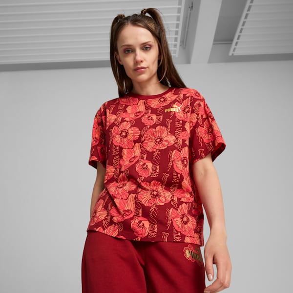 Remera con estampado integral ESS+ CLASS ACT para mujer, Intense Red, large-ARG