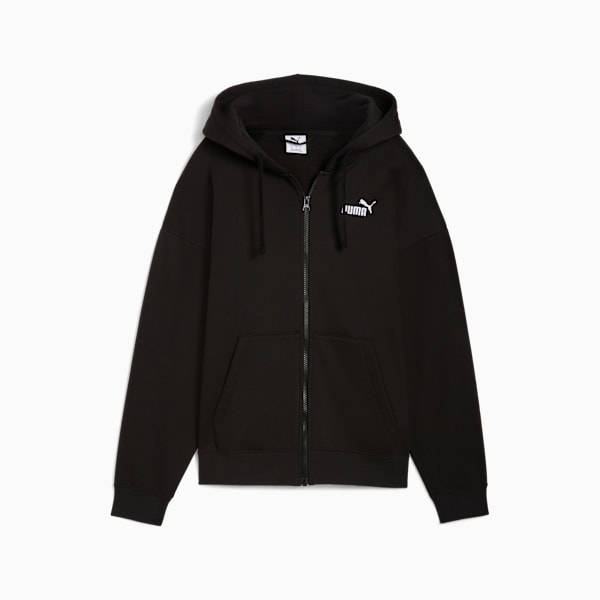 ESS Small No. 1 Logo Comfort Full-Zip Hoodie Women, PUMA Black, large-ZAF