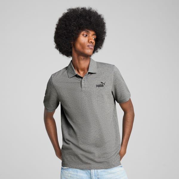 Playera polo Essentials No. 1 Logo Piqué para hombre, Medium Gray Heather, large-MEX