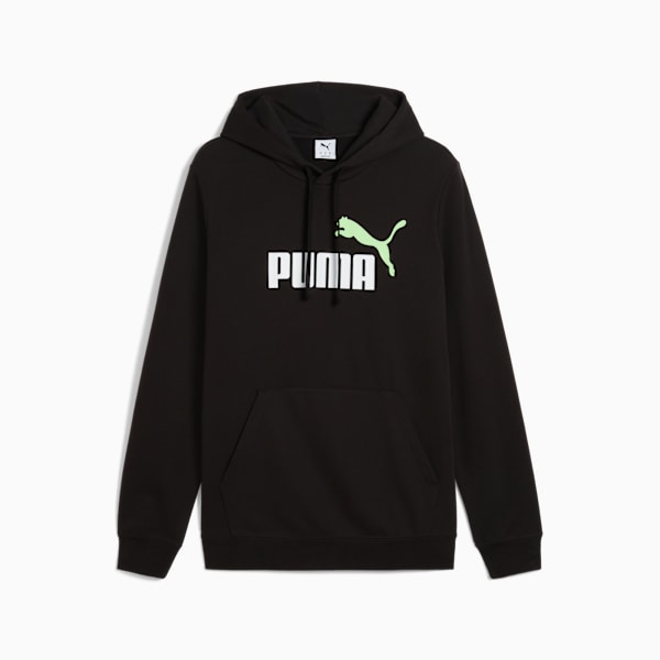 Sudadera Essentials+ 2 Colour Logo para hombre, PUMA Black-spring fern, large-MEX