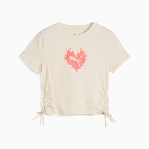 Playera FLAMING LOVE Knotted para adolescentes, Alpine Snow, large-MEX