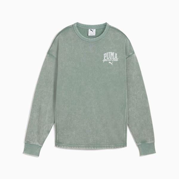 PUMA CLASS Comfort Washed Crew Women, Green Moon, large-ZAF