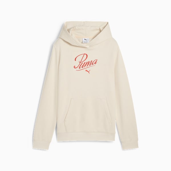 Essentials Script Hoodie Youth, Alpine Snow, large-ZAF