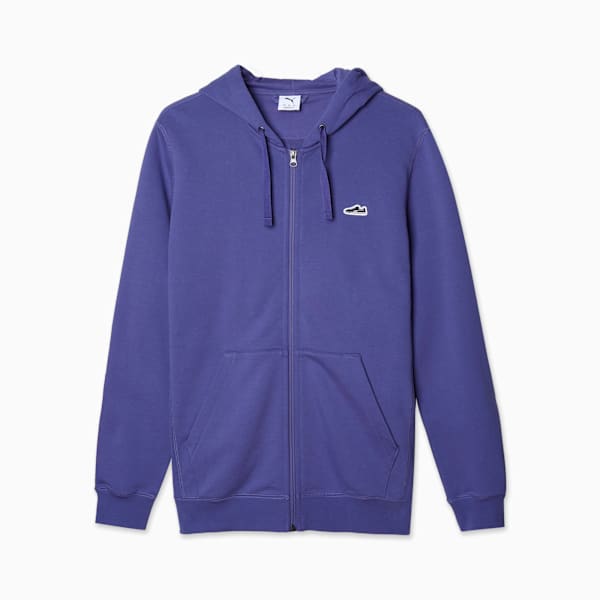 Buzo Hoodie Wardrobe Essentials Suede Full, Blue Crystal, large-ARG