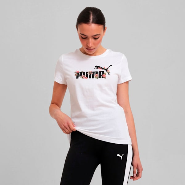 GRAPHICS Floral Logo Tee, PUMA White, large-MEX