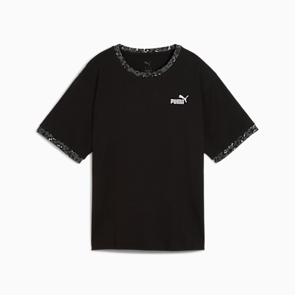 Essentials Animal Print Relaxed Tee Women, PUMA Black, large-ZAF