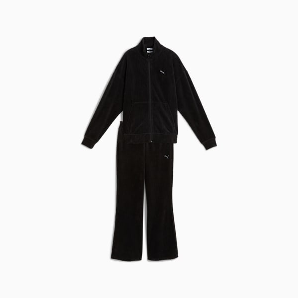 Velour Rib Relaxed Suit Women, PUMA Black, large-ZAF