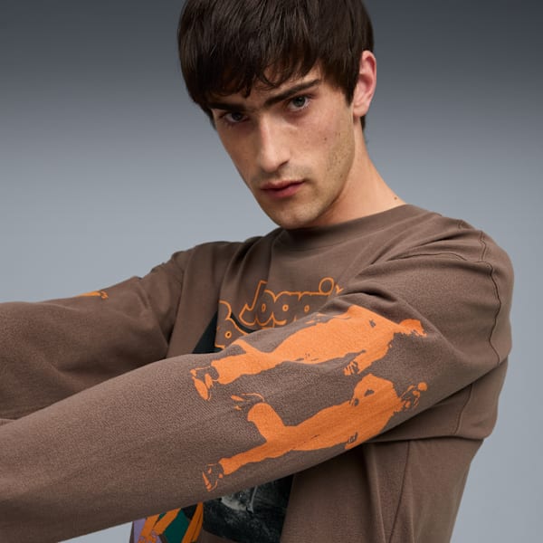 GRAPHIC Jogging Partner Long Sleeve Top Men, Flat Bronze, large-ZAF