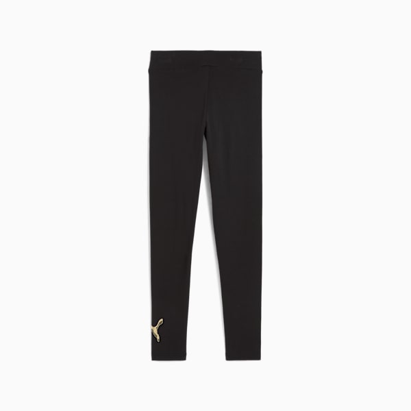 Essentials Metallic Leggings Youth, PUMA Black-Metallic gold, large-ZAF