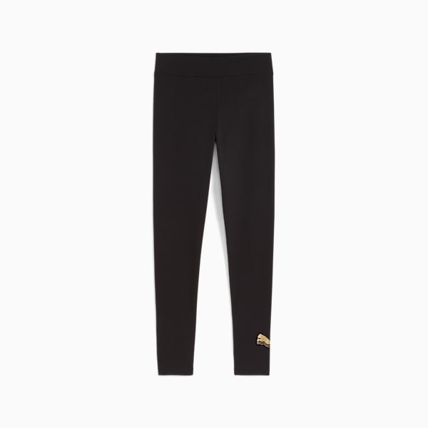 Essentials Metallic Leggings Youth, PUMA Black-Metallic gold, large-ZAF