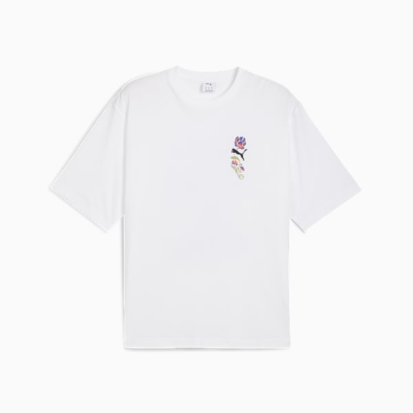 Floral Sport Graphic Boxy Tee Men, PUMA White, large-MEX