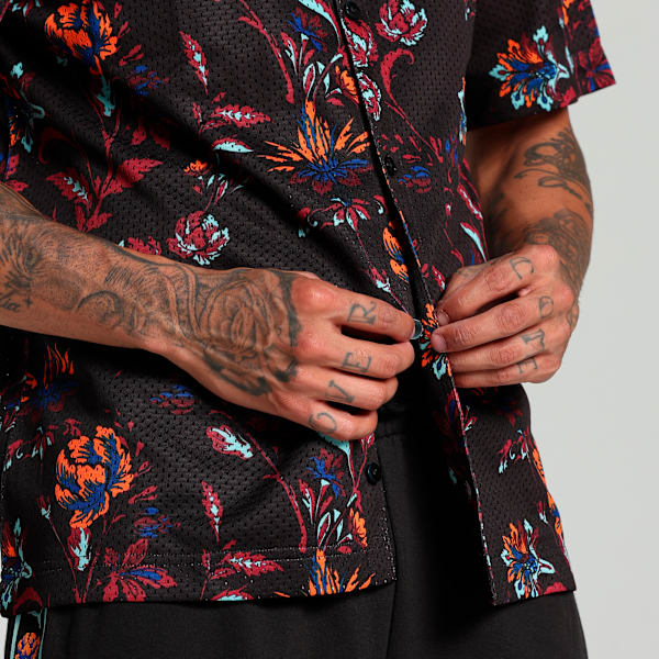 Camisa estampada floral deportiva para hombre, PUMA Black, large-MEX