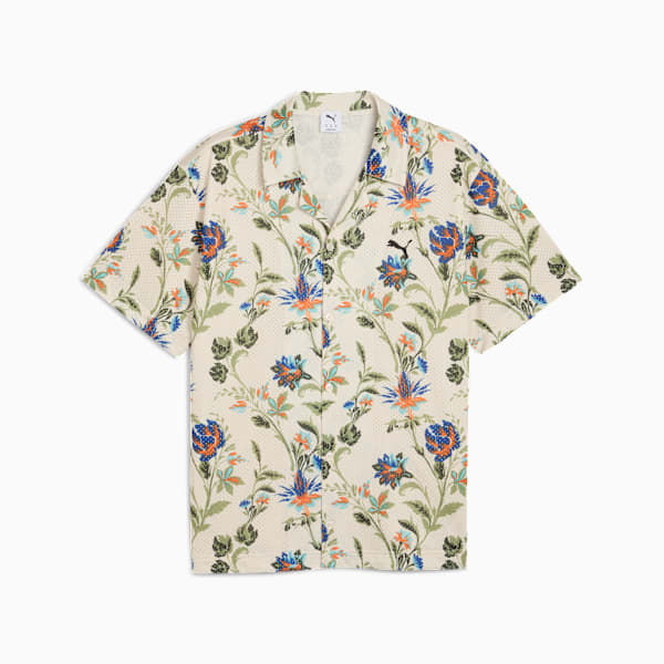 Camisa estampada floral deportiva para hombre, Alpine Snow, large-MEX
