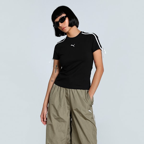 Modern Delight Slim Short Tee Women, PUMA Black, large-MEX