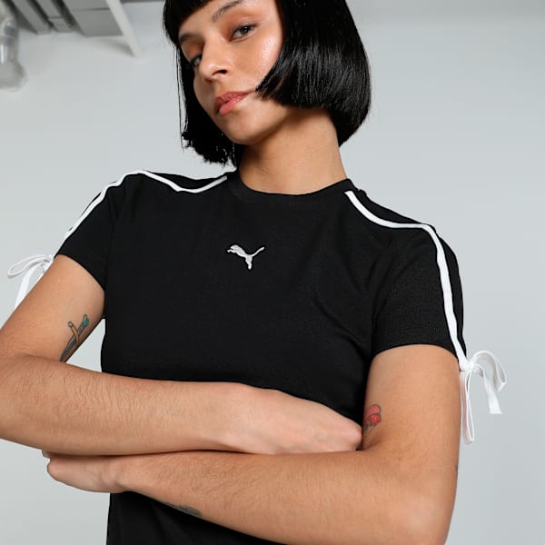 Modern Delight Slim Short Tee Women, PUMA Black, large-MEX