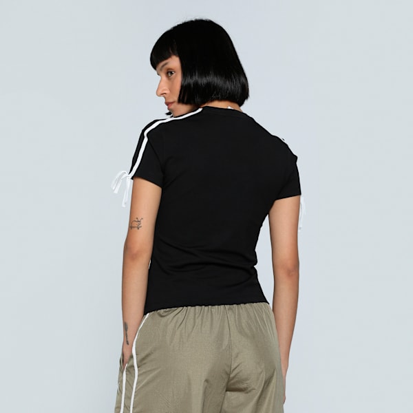 Modern Delight Slim Short Tee Women, PUMA Black, large-MEX