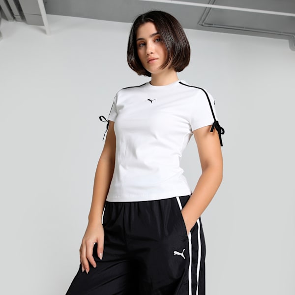 Modern Delight Slim Short Tee Women, PUMA White, large-MEX